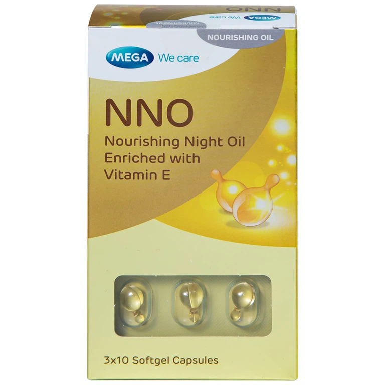 Dầu dưỡng da ban đêm NNO Nourishing Night Oil MEGA We care giữ ẩm, ngừa vết nhăn, đốm nâu (3 vỉ x 10 viên)