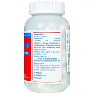 Viên nang cứng Panactol 500mg Khapharco giảm đau, hạ sốt (200 viên)