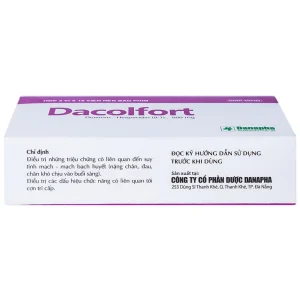 Thuốc Dacolfort Danapha điều trị triệu chứng liên quan đến suy tĩnh mạch, mạch bạch huyết (3 vỉ x 10 viên)
