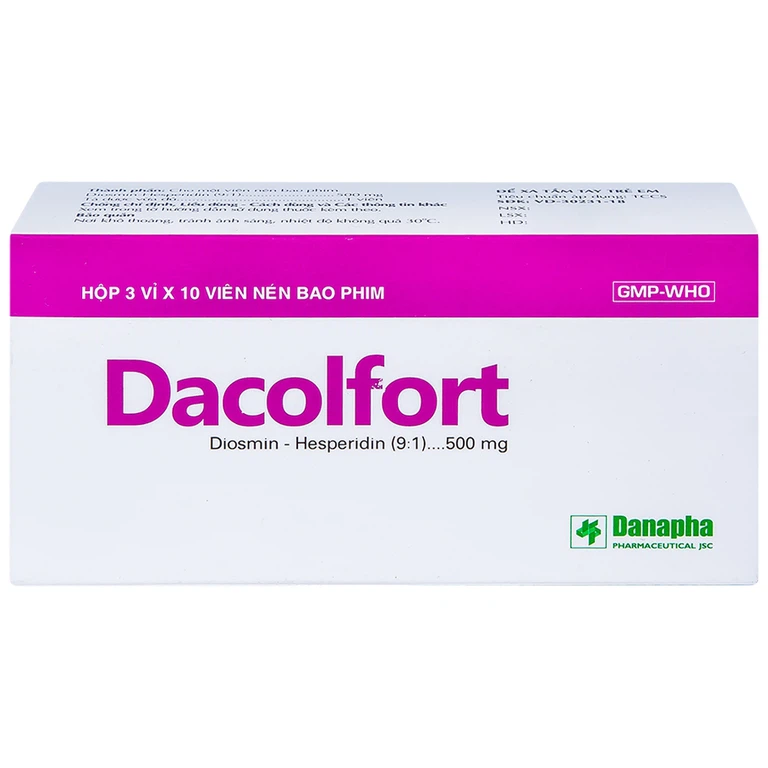 Thuốc Dacolfort Danapha điều trị triệu chứng liên quan đến suy tĩnh mạch, mạch bạch huyết (3 vỉ x 10 viên)