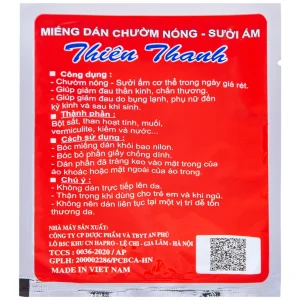 Miếng dán chườm nóng, sưởi ấm Thiên Thanh dùng để giữ ấm trong mùa lạnh (10 miếng)
