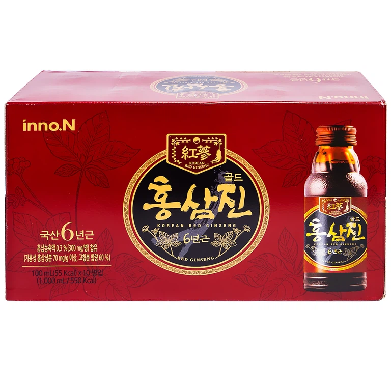 Nước Hồng Sâm Hongsamjin Gold hỗ trợ bồi bổ sức khỏe (10 chai x 100ml)