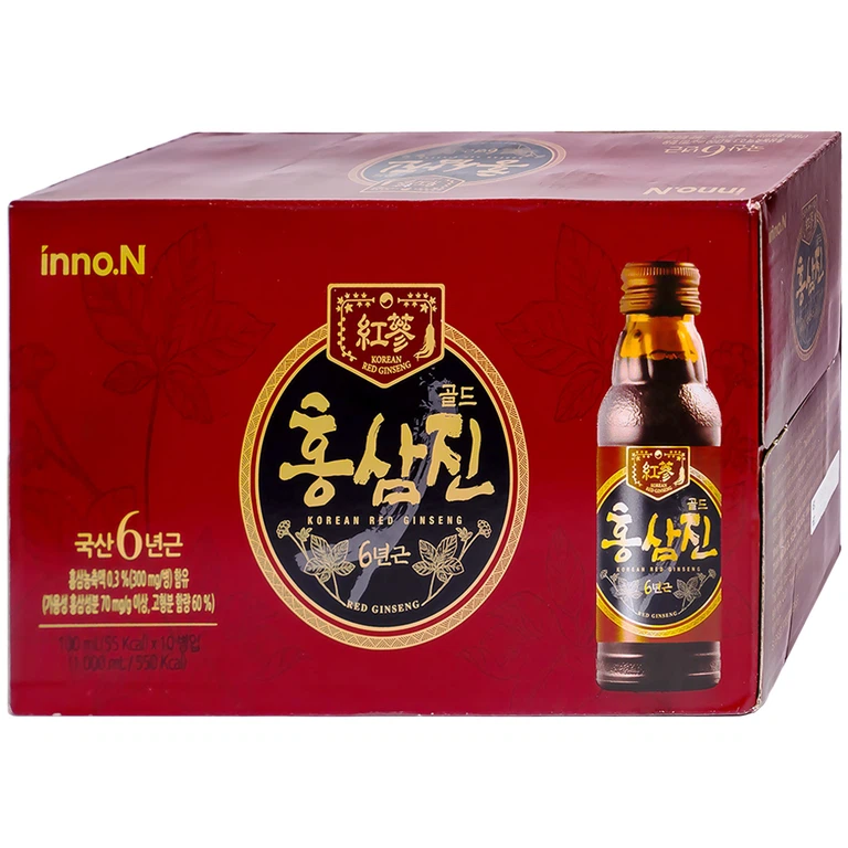 Nước Hồng Sâm Hongsamjin Gold hỗ trợ bồi bổ sức khỏe (10 chai x 100ml)