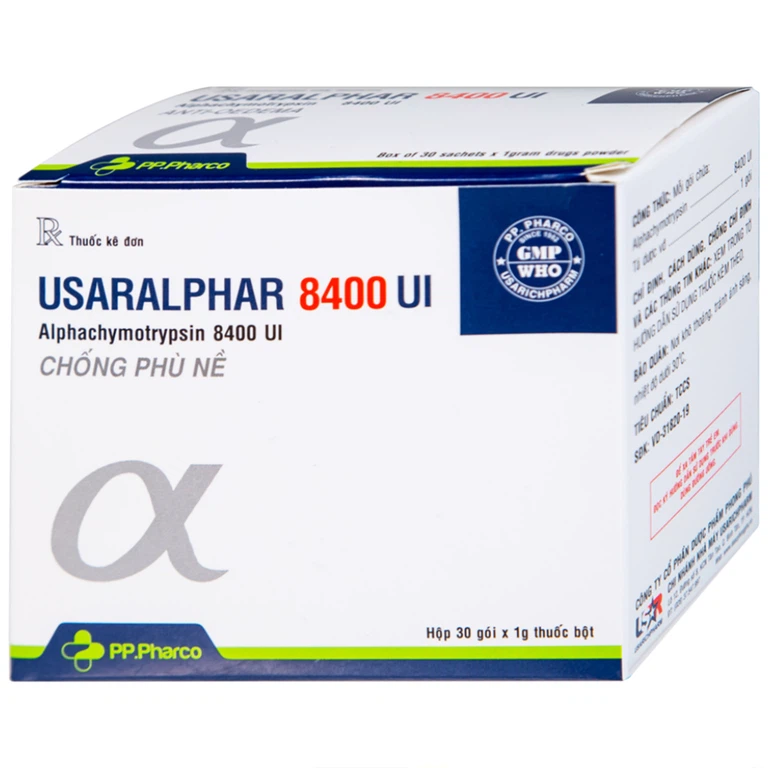 Thuốc Usaralphar 8400 UI Usarichpharm điều trị phù nề sau chấn thương, tổn thương mô mềm (30 gói x 1g)