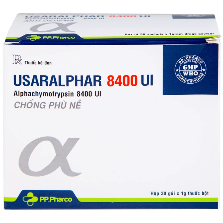 Thuốc Usaralphar 8400 UI Usarichpharm điều trị phù nề sau chấn thương, tổn thương mô mềm (30 gói x 1g)