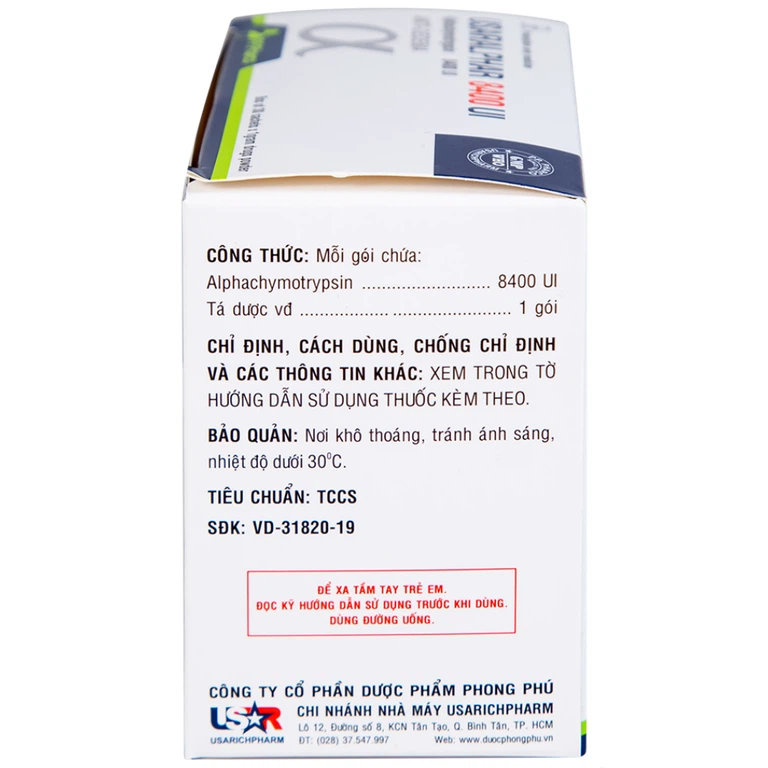Thuốc Usaralphar 8400 UI Usarichpharm điều trị phù nề sau chấn thương, tổn thương mô mềm (30 gói x 1g)