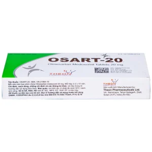 Viên nén Osart-20 Theon Pharma điều trị tăng huyết áp, xơ vữa động mạch (3 vỉ x 10 viên)