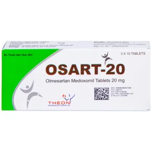 Viên nén Osart-20 Theon Pharma điều trị tăng huyết áp, xơ vữa động mạch (3 vỉ x 10 viên)