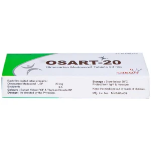 Viên nén Osart-20 Theon Pharma điều trị tăng huyết áp, xơ vữa động mạch (3 vỉ x 10 viên)