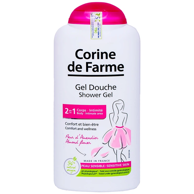 Sữa tắm Corine De Farme Gel Douche Shower Gel dùng cho toàn thân và vùng sinh dục ngoài (250ml)