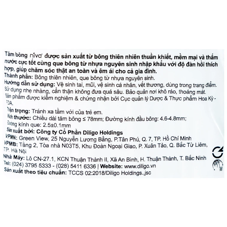 Tăm bông thân nhựa Niva AZ3 túi zip 1 đầu tròn 1 đầu xoắn vệ sinh tai, mũi, vết thương (200 que)