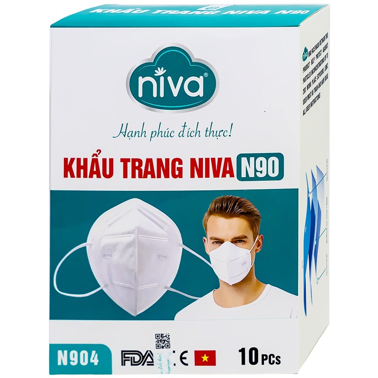Khẩu trang Niva N90 3 lớp phòng ngừa bệnh lây nhiễm qua đường hô hấp (10 cái)