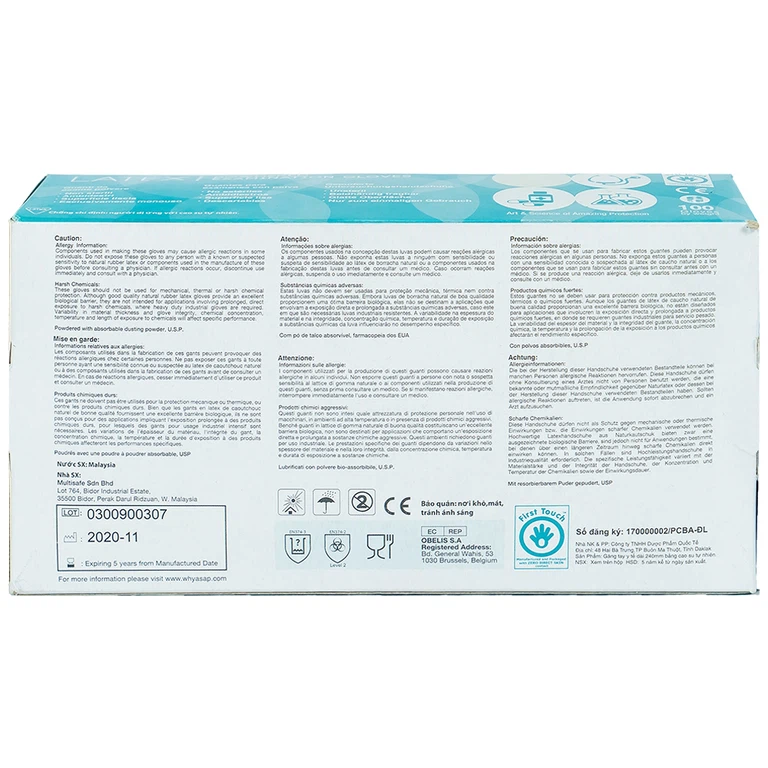 Găng tay cao su y tế có bột Latex ASAP Malaysia Size S (100 cái)