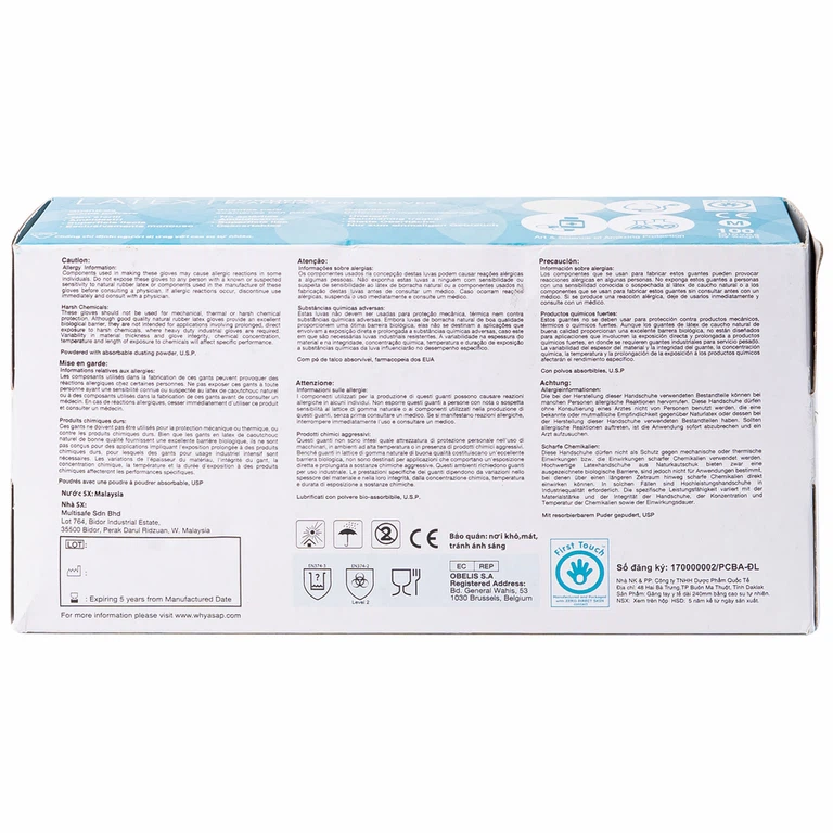 Găng tay cao su y tế có bột Latex ASAP Malaysia Size M (100 cái)