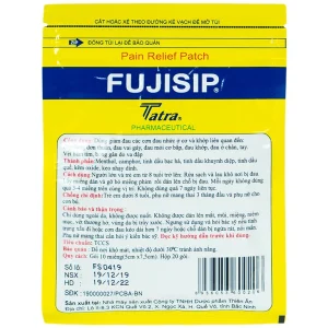 Cao dán giảm đau Fujisip 5cm x 7,5cm Thiên Ân giảm đau vai, đau lưng, đau khớp (10 miếng )