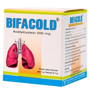 Thuốc cốm Bifacold 200mg Bidiphar tiêu nhầy trong bệnh xơ nang tuyến tụy, viêm phế quản (30 gói)