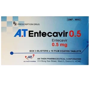 Thuốc A.T Entecavir 0.5mg An Thiên điều trị viêm gan B mạn tính (3 vỉ x 10 viên)