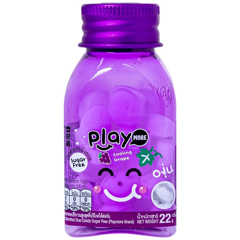 Kẹo the PlayMore hương Nho thơm miệng, mát họng, giảm stress (22g)