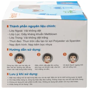 Khẩu trang y tế trẻ em Hamita ngăn bụi, kháng khuẩn (50 cái)