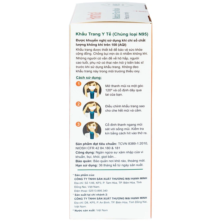 Khẩu trang N95 Hamita ngăn bụi, kháng khuẩn (10 cái)