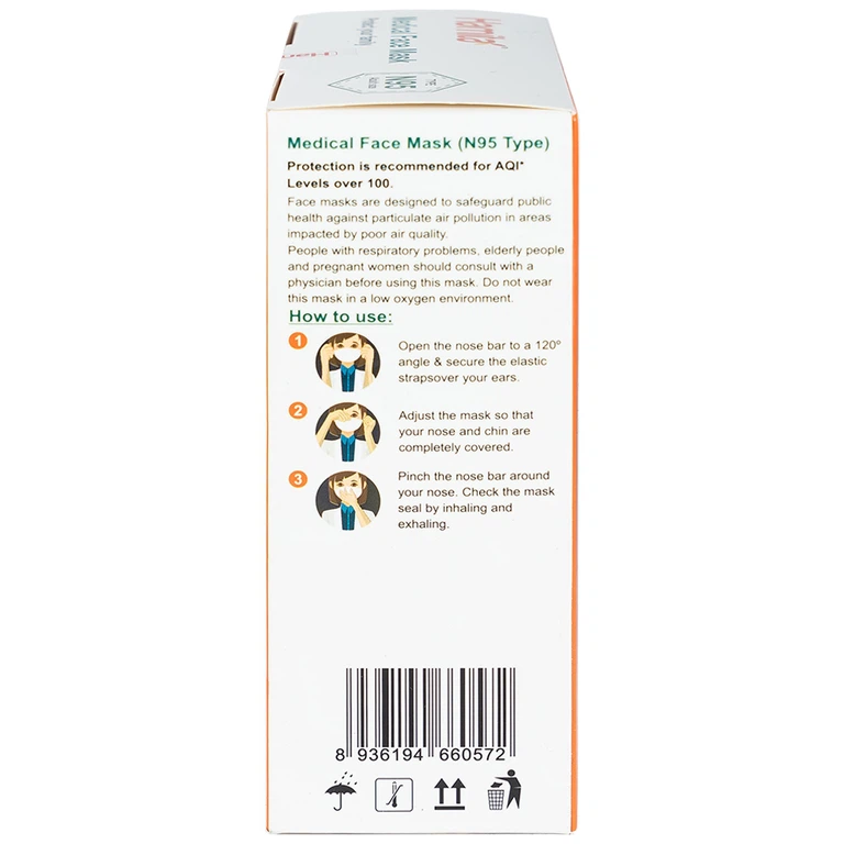 Khẩu trang N95 Hamita ngăn bụi, kháng khuẩn (10 cái)