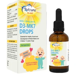 Dung dịch uống Avisure D3-MK7 Drops 800IU/45mcg Phương Đông bổ sung vitamin D3, vitamin K2 cho cơ thể (20ml)