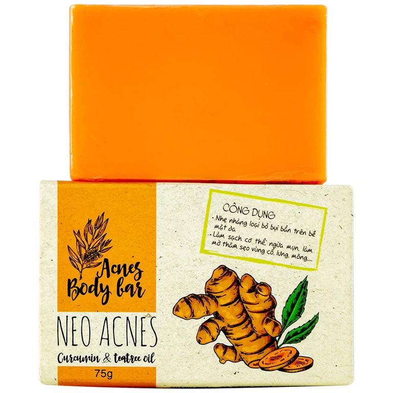 Xà phòng Acnes Body Bar Neo Acnes Curcumin And Teatree Oil làm sạch bụi bẩn, dầu nhờn trên da (75g)
