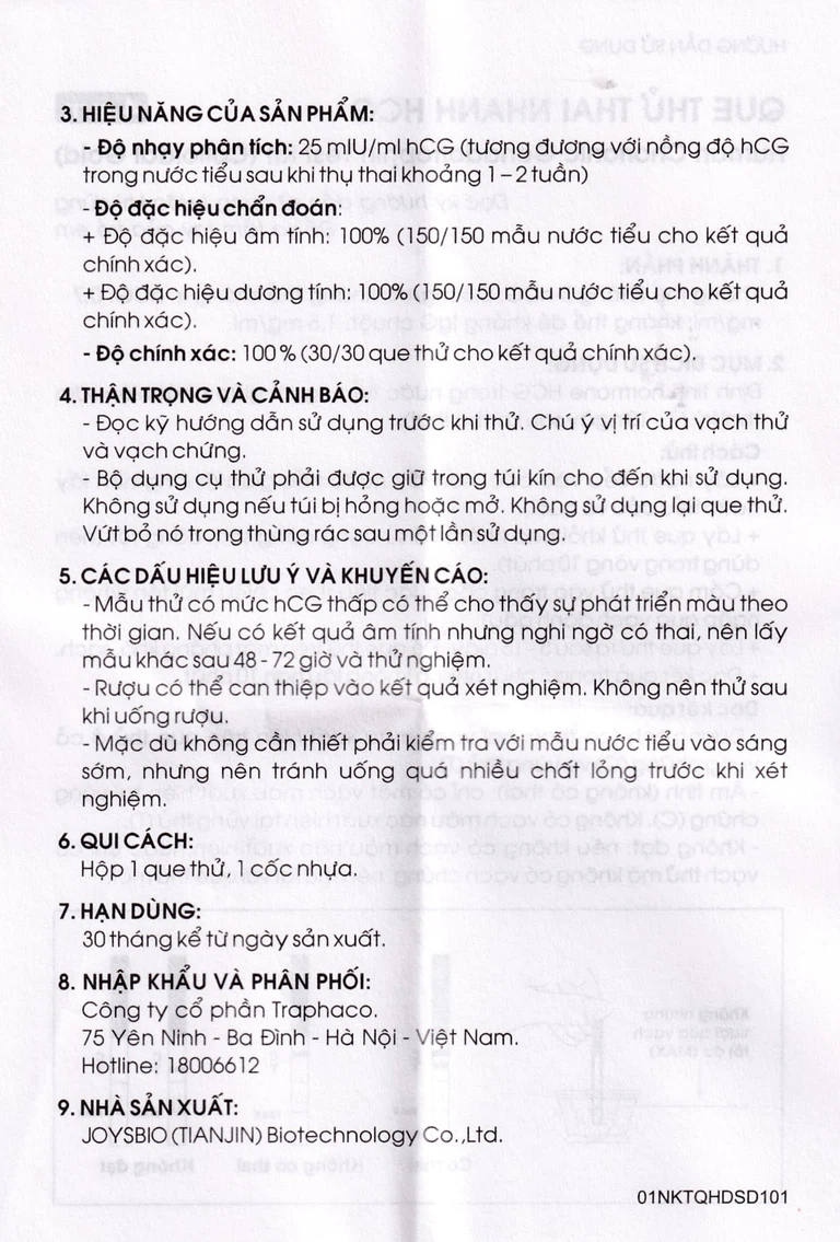 Que thử thai nhanh HCG Allisa Pregnancy Test Kit Traphaco phát hiện 7 - 10 ngày sau khi thụ thai