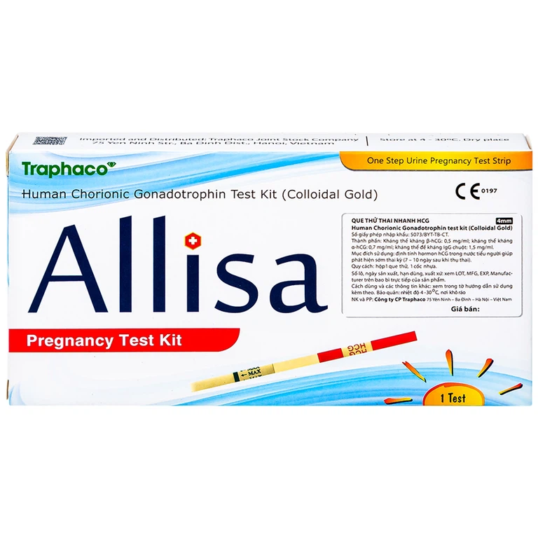 Que thử thai nhanh HCG Allisa Pregnancy Test Kit Traphaco phát hiện 7 - 10 ngày sau khi thụ thai