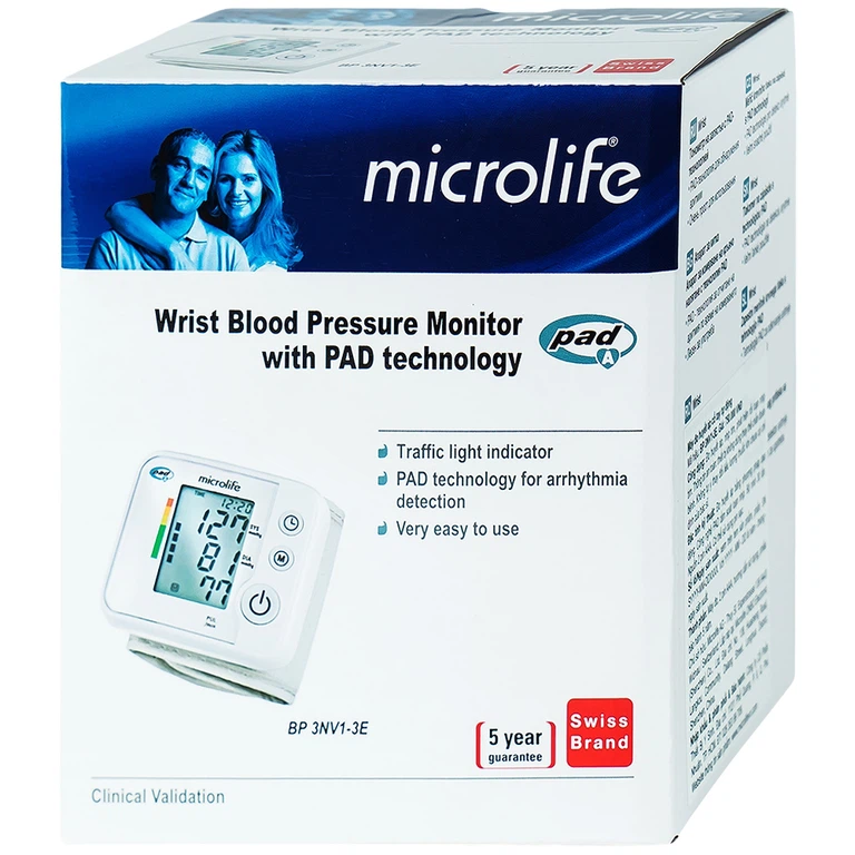 Máy đo huyết áp bắp tay tự động BP 3NV1-3E Microlife hỗ trợ đo huyết áp và nhịp tim