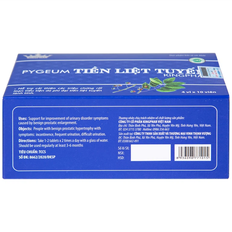 Viên uống Pygeum Tiền Liệt Tuyến Kingphar hỗ trợ cải thiện rối loạn tiểu tiện (4 vỉ x 10 viên)