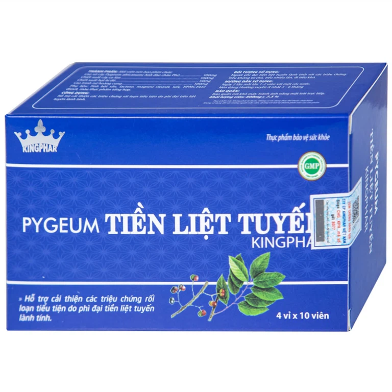 Viên uống Pygeum Tiền Liệt Tuyến Kingphar hỗ trợ cải thiện rối loạn tiểu tiện (4 vỉ x 10 viên)