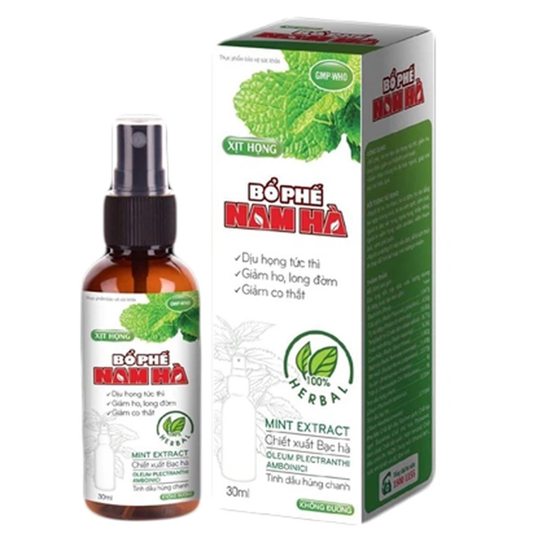 Xịt họng Bổ Phế Nam Hà dịu họng tức thì, giảm ho, long đờm, giảm co thắt (30ml)
