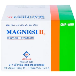 Viên nén Magnesi B6 Medipharco điều trị các trường hợp thiếu magnesi đơn độc hay kết hợp (10 vỉ x 10 viên)