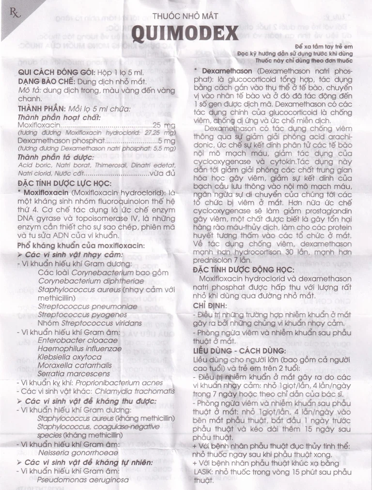 Thuốc nhỏ mắt Quimodex Traphaco điều trị các chứng nhiễm khuẩn mắt (5ml)