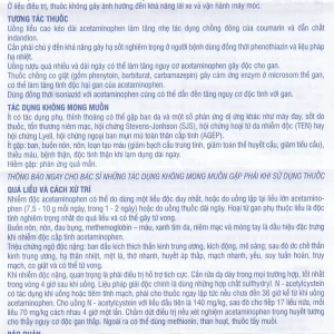 Thuốc Acefalgan 500mg Euvipharm giảm đau nhẹ đến vừa, hạ sốt (10 vỉ x 10 viên)