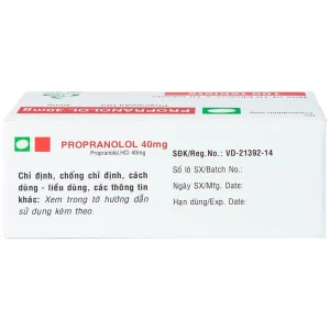 Thuốc Propranolol 40mg TV.Pharm điều trị tăng huyết áp, đau thắt ngực (10 vỉ x 10 viên)