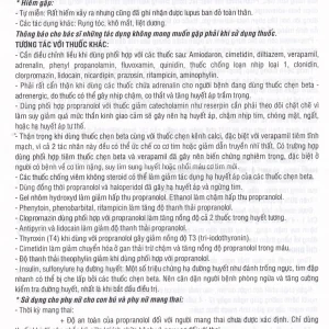 Thuốc Propranolol 40mg TV.Pharm điều trị tăng huyết áp, đau thắt ngực (10 vỉ x 10 viên)