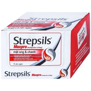 Viên ngậm Strepsils Maxpro Reckitt Benckiser làm giảm đau trong viêm họng (12 gói x 8 viên)