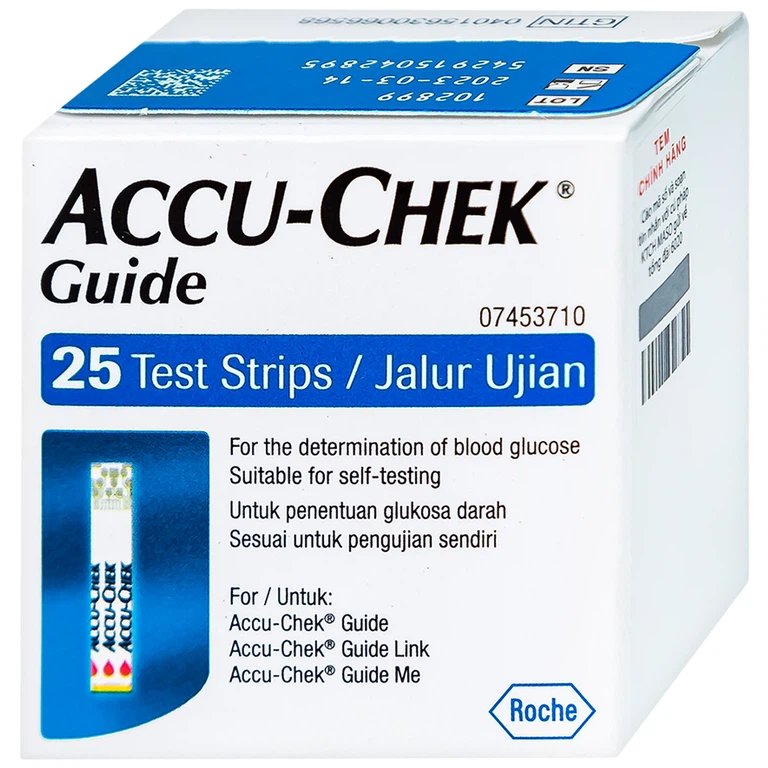 Que thử đường huyết Accu-Chek Guide theo dõi đường huyết (25 que)