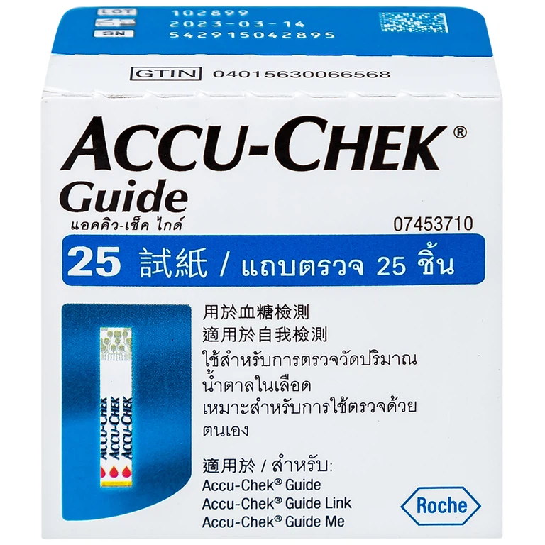 Que thử đường huyết Accu-Chek Guide theo dõi đường huyết (25 que)