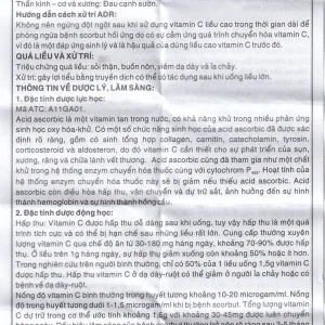 Thuốc Vitamin C 500mg Khapharco dự phòng và điều trị bệnh Scorbut (200 viên)