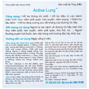 Viên uống Active Lung New Nordic hỗ trợ thông khí phổi, viêm phế quản, hen suyễn (2 vỉ x 15 viên)