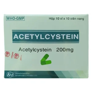 Thuốc Acetylcystein 200mg Khapharco tiêu nhầy trong bệnh viêm phế quản, bệnh nhầy nhớt (10 vỉ x 10 viên)