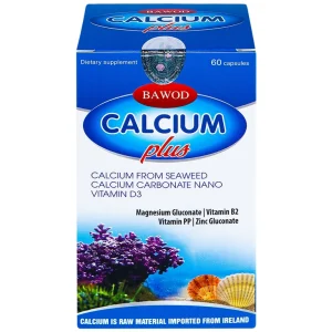 Viên uống Bawod Calcium Plus bổ sung canxi, vitamin D3 giúp răng, xương chắc khỏe (60 viên)