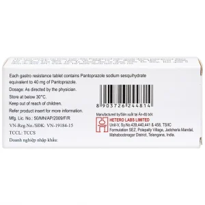 Viên nén Pantin 40 Hetero điều trị viêm loét thực quản (3 vỉ x 10 viên)