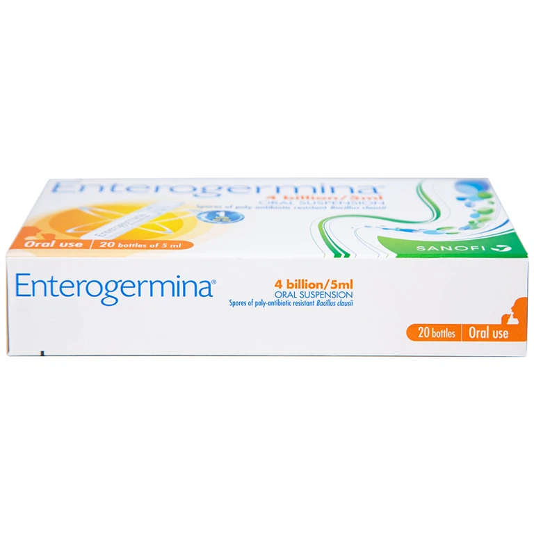 Hỗn dịch uống men vi sinh Enterogermina 4 tỷ/5ml trị rối loạn tiêu hóa cấp và mạn tính (2 vỉ x 10 ống)