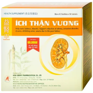 Viên uống Ích Thận Vương Á Âu giúp bổ thận, lợi tiểu (2 lọ x 90 viên)
