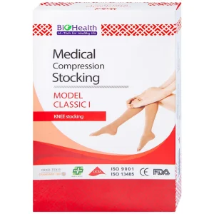 Vớ gối y khoa Medical Compression Stocking Model Classic I Biohealth size L màu da điều trị giãn tĩnh mạch chân