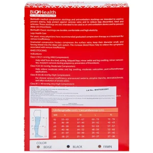 Vớ gối y khoa Medical Compression Stocking Model Classic I Biohealth size L màu da điều trị giãn tĩnh mạch chân